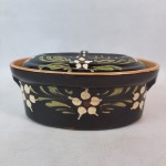 Pojemnik ceramiczny ze wzory kwiatowe na smalec