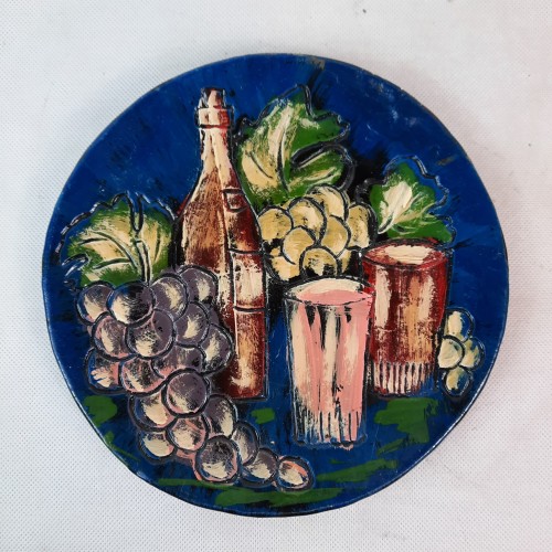 Talerz ceramiczny ozdobny niebieski Stronie Śląskie