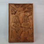 Płaskorzeźba drewniana chłopi