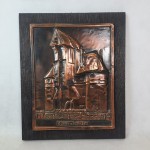Obraz płaskorzeźba miedziany Żuraw Gdańsk metaloplastyka 