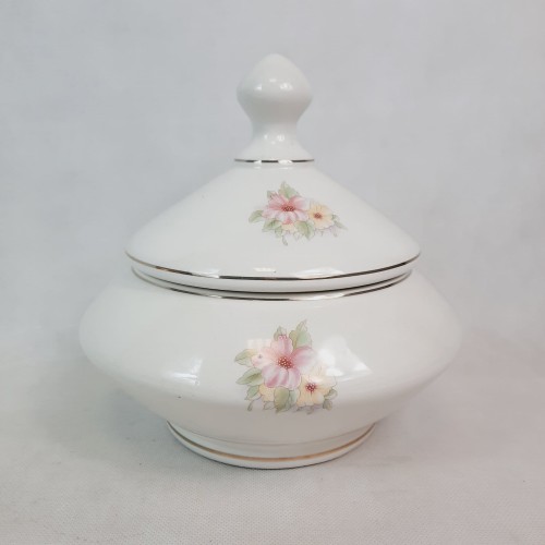 Waza porcelanowa z motywami kwiatowymi i złoceniami Vintage 