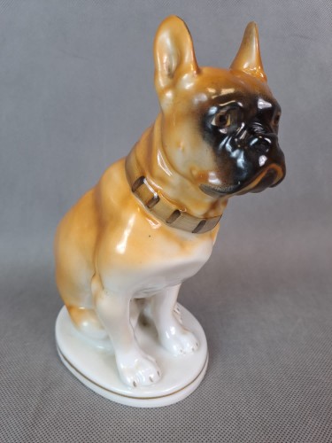 Figurka porcelanowa psa Bokser ŁOMONOSOW 