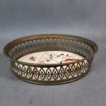 Patera mosiężna z porcelaną 1920 rok 