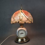 Lampka z zegarem szklany klosz VINTAGE
