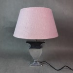 Lampa stołowa różowy abażur