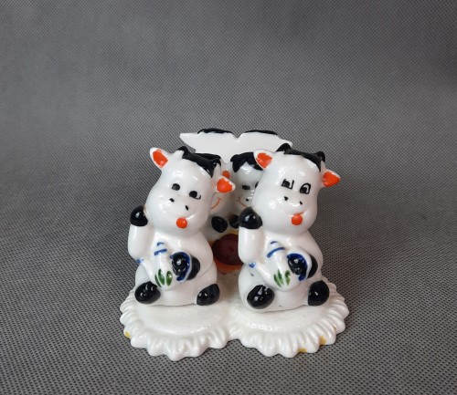 Solniczka i pieprzniczka ceramiczne krówki 