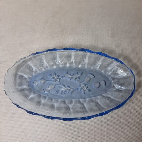 Patera szkło błękitne  Osty ZĄBKOWICE 